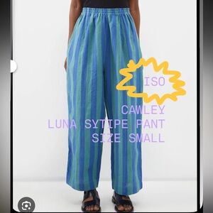 ISO DONT BUY Cawley Studio Luna Stripe Pant in Irish linen blue colorway